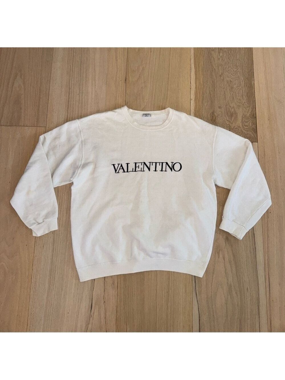Valentino Swimwear Vintage Off White Sweatshirt Size Large